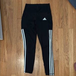 Adidas women’s Black Leggings with White Stripes